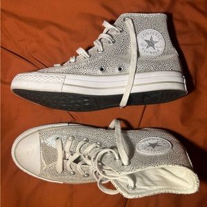 Women’s Metallic Silver High Top Converse Size 8
